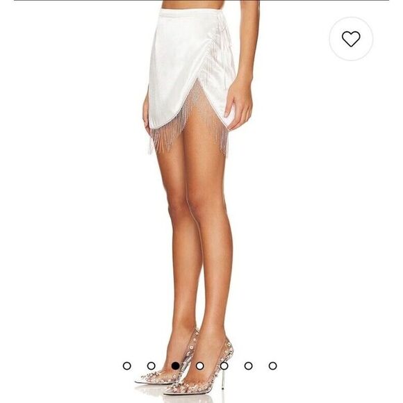 Superdown Penelope white satin Fringe mini Skirt NWT Revolve $68 - Picture 5 of 13